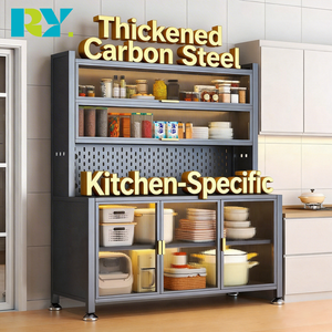Modern Durable Multi-layer Metal <strong>Kitchen</strong> <strong>Sideboard</strong> <strong>Cabinet</strong> with Floor to Ceiling Storage Multifunction Shelf - Product Image 2