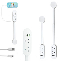 Regleta de Enchufes Extensible Giratoria con USB, Estándar US/UK/EU, Ahorra Espacio, para Sofás y Mesitas de Noche