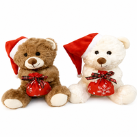 Ensemble de jouets en peluche ours en peluche de Noël personnalisés en gros avec mini sac cadeau, animaux en peluche doux, cadeau pour enfants