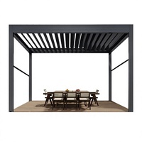 Pergola en alliage d'aluminium pour patio extérieur, auvent rétractable intelligent, résistant au vent, avec lames orientables et éclairage intégré