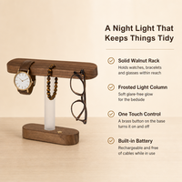 Lampe de chevet suspendue avec porte-bijoux en noyer massif, trois couleurs, intensité réglable, rechargeable, décoration d'intérieur, design Art Déco
