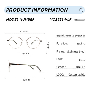 Nouveaux modèles 2026 – Monture de lunettes optiques rondes en métal pour hommes, en acier inoxydable, personnalisable - Product Image 3