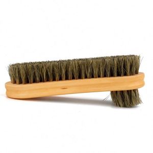 Cepillo de limpieza y pulido de cuero de doble cara con cerdas de crin y mango de madera - Product Image 5