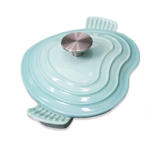 Pots <span class=keywords><strong>en</strong></span> <span class=keywords><strong>fonte</strong></span> émaillé personnalisés, antiadhésif, <span class=keywords><strong>en</strong></span> forme de cœur, couleur verte, 1 pièce - Product Image 6