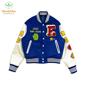Áo khoác bomber nam mùa đông kiểu chữ <span class=keywords><strong>varsity</strong></span> hip hop thêu logo tùy chỉnh chất liệu chenille, tay áo da bóng chày phong cách Y2k - Product Image 1