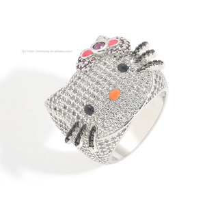 Hip Hop <b>Ring</b> Cute Cartoon Male and Female <b>Couple</b> <b>Ring</b> Zircon <b>Ring</b> - Product Image 3