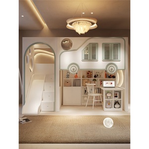 <span class=keywords><strong>Lit</strong></span> mezzanine moderne JS en forme de voiture avec cadre en bois massif, étagère de rangement et bureau intégré, <span class=keywords><strong>lit</strong></span> confortable pour chambre de garçons - Product Image 1