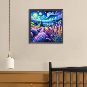 <span class=keywords><strong>Peinture</strong></span> Diamant 5D Personnalisable 40x40cm Nuit Étoilée Champ de Lavande Perles Rondes Décoration Murale DIY Cadeau Artistique pour la Maison et le Salon - Product Image 4
