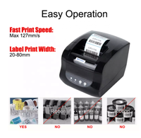 Printer Label Thermal USB Xprinter XP365B 3 Inch Desktop 2in1 untuk Usaha Kecil, Printer Barcode Stiker 80mm Stok Besar