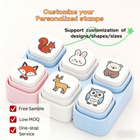 Lot de six tampons auto-encreurs miniatures à motifs de dessins animés, outil décoratif multifonctionnel portable pour scrapbooking et journal intime