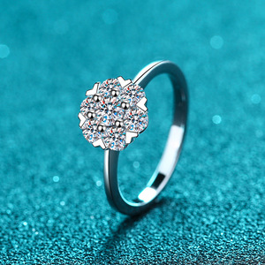 High Quality 925 Sterling Silver Wedding Engagement <b>Ring</b> Classic Style <b>Sunflower</b> Moissanite Gemstone White Color - Product Image 4