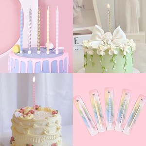Paris Roman Style Spiral Birthday <b>Candle</b> Pastel Color Paraffin Single <b>Wick</b> Cake Decoration Paper Card Pack - Product Image 4