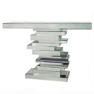 Modern Silver Glass Home Decor <strong>Mirror</strong> Furniture Mirrored Diamond Crushed Console Table with <strong>Wall</strong> <strong>Mirror</strong> <strong>Set</strong> - Product Image 1