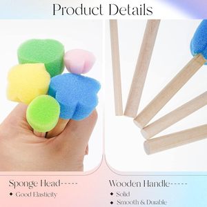 Décor à la maison bricolage <span class=keywords><strong>peinture</strong></span> outils d'art mural pour enfants éponge en mousse avec manche en <span class=keywords><strong>bois</strong></span> pour acrylique aquarelle <span class=keywords><strong>vernis</strong></span> peintures de fleurs - Product Image 4