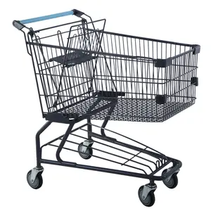 Siêu thị cửa hàng tiện lợi đôi Decker mua sắm xe đẩy siêu thị giỏ hàng bánh xe đẩy với lưới giá giỏ