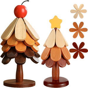 Hot Selling Foldable Christmas Tree Wooden Coaster Heat Resistant Natural <strong>Trivet</strong> for Hot Dishes Pan Kitchen Decor Accessories - Product Image 1