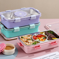 Boîte à lunch isotherme en acier inoxydable, anti-fuite, 3 compartiments, pour adultes, bureau, école
