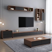 Mobilier de Salon Nordique Moderne en Bois Avec Rangement : Meuble TV et Table Basse