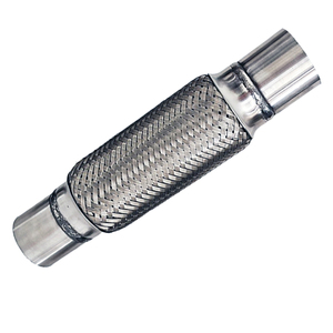 Raccord de soudure universel en acier inoxydable pour tuyau d'échappement avec manchon métallique tressé, connecteur flexible, finition polie miroir - Product Image 1