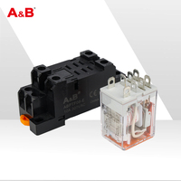Module de relais miniature électromagnétique A&B PNM 10A DPDT pour rail DIN, DC 12V/24V AC 220V, relais industriel