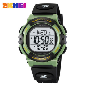 Skmei Men's Sports Digital Watch Military Green Tpu Strap Waterproof Countdown Luminous Dual Time Outdoor Watch - Product Image 1