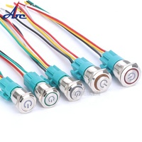 Interrupteur à bouton-poussoir en laiton étanche, réinitialisable, en métal, éclairé, marche/arrêt, 16 mm, avec symbole d'alimentation, kits d'interrupteurs lumineux pour voiture