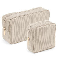 Pochette de maquillage en velours côtelé, design tendance, portable, cadeau pour femme, sac cosmétique, couleur unie, imperméable, léger, avec fermeture éclair