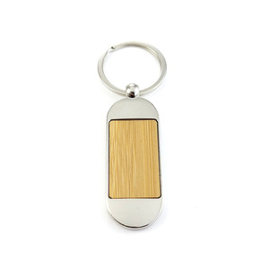 Biểu tượng tùy chỉnh khắc tên là khuyến mại khoảng trống móc chìa khóa nhà Keyring gỗ tre Laser lưu niệm thủ công kim loại móc chìa khóa - Product Image 4