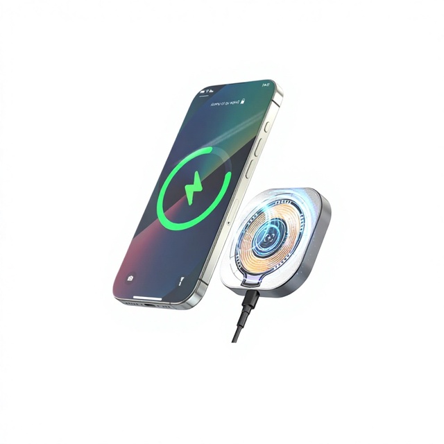 TKT Portable 15W Fast Charging Pad Dock Station Wireless Magnetic Charger for iPhone Mini Charging Pad Stand PD Earphone