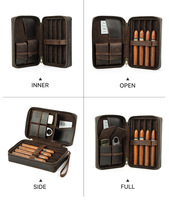 Boîte de rangement pour cigares en cuir Crazy Horse avec fermeture magnétique, capacité de 4 cigares, étui humidor portable pour accessoires de cigares