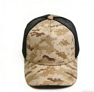 Gorra de béisbol trucker de 5 paneles 100% algodón con LOGO personalizado, camuflaje negro, malla y visera curva, gorra de pesca - Product Image 2