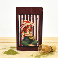 Sachet refermable personnalisé en Mylar de qualité alimentaire pour poudre de matcha et thé vert, écologique et réutilisable