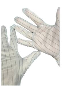 Guantes ESD de rayas de doble cara de alta seguridad, fibra de carbono conductora, poliéster, antiestático para uso en salas limpias de la industria electrónica - Product Image 3