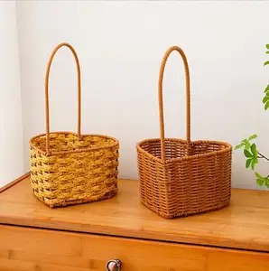 Garden Style series rattan handbasket Handwoven floral basket handbag with gift basket