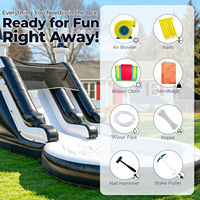 Toboggan aquatique gonflable commercial en PVC robuste avec piscine à jets d'eau pour l'extérieur, les fêtes et la location