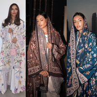 Robe longue modeste pour femmes musulmanes, style abaya, ouverte sur le devant, avec hijab, broderie florale, kaftan de Dubaï, coupe ample, pour le quotidien et le Ramadan