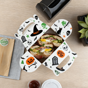 Tùy chỉnh in hallowmas thiết kế compostable dùng một lần tái chế giấy trắng Đảng đầu hồi Hộp bao bì với xử lý - Product Image 2