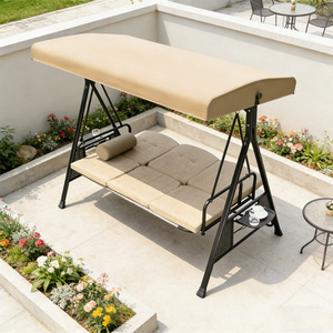 Sedia a Dondolo Moderna in Metallo per Esterni con Cuscini Impermeabili - Design a Doppio Dondolo per Cortile di Villa e Terrazza - 3 Posti - Product Image 5