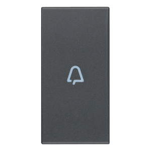 Botón de timbre axial gris con símbolo de campana de 2.2x4.4x0.4 pulgadas - Product Image 1