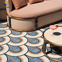 KT STONE Mosaïque en marbre artisanale, peinture artistique, décoration murale élégante pour la maison ou le bureau, design artistique unique
