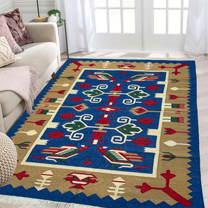 Alfombra de yute de lana de estilo moderno hecha a mano, alfombra India Vintage con diseño abstracto, estilo Kilim Dhurrie, conjunto de alfombra de área de gran oferta - Product Image 2