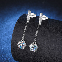 E086 Pendentif en argent sterling 925 élégant et luxueux de style coréen avec six griffes, diamant moissanite 1 carat, boucles d'oreilles pendantes à pampilles, bijoux pour femmes