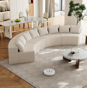 Modern Corduroy Curved Sectional <b>Sofa</b> Set with 8 <b>Pillows</b> Modular Semi-Circular Compression <b>Sofa</b> for Apartment & Hotel Bedroom - Product Image 6
