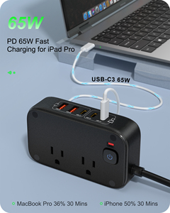 Máy tính để bàn Power Strip & USB Trạm Sạc: 65 Wát USB-C Máy Tính Xách Tay sạc, 5ft phẳng dây, 2 AC cửa hàng & bảo vệ tăng - Product Image 4