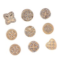 18MM 20MM 22MM 24MM 25MM Kancing Logam Vintage Emas Berhias Rhinestone Polos Bulat Untuk Pakaian Kancing Jahit Logam