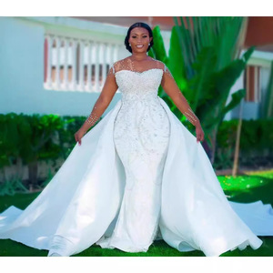 French Style Strapless Satin Wedding Dress Mermaid Silhouette Off White Ivory White Natural Waistline Hollow Design - Product Image 3