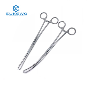 Pinzas cervicales de acero inoxidable KEWO Medical, instrumento quirúrgico ginecológico, pinzas retractoras cervicales rectas/curvas - Product Image 1