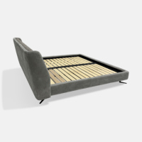 Lit double modulaire inclinable moderne haut de gamme sur mesure en cuir givré et tissu, avec pieds en bois massif et acier inoxydable – Direct Usine