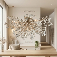 Nouveau Lustre Moderne 2026 en Forme de Couronne, Suspension LED en Fer et Cristal de Haute Qualité pour Salon et Restaurant