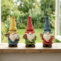 Lot de 3 mini-gnomes, panneaux de bienvenue, seaux à pommes et nichoirs en résine pour l'aménagement extérieur des parterres fleuris